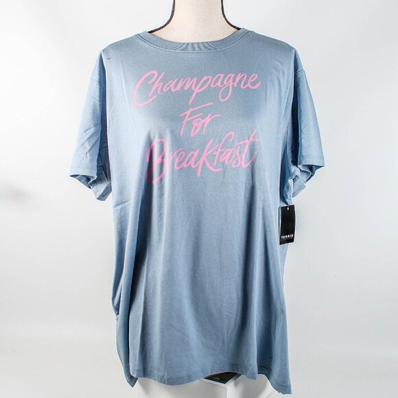 Torrid Champagne for Breakfast Boyfriend T-shirt - NWT - Picture 1 of 8